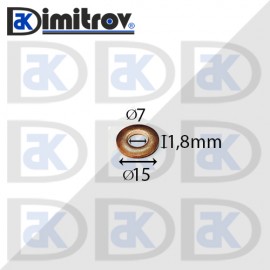 Дифтунга Ø  7 х Ø 15 х 1,8 mm медна